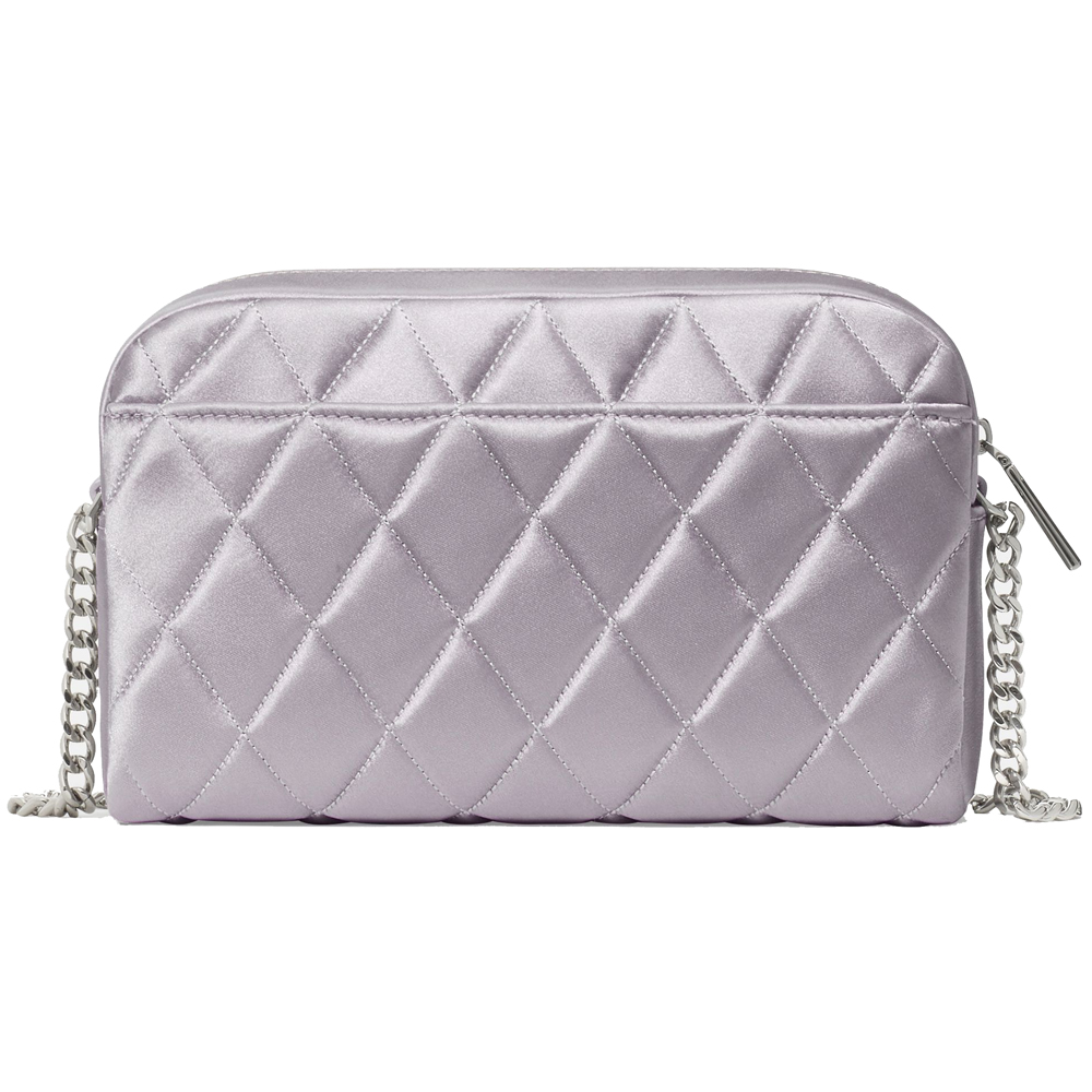 Kate Spade Carey Quilted Satin Mini Camera Bag Gravel Grey Light Grey # KN187
