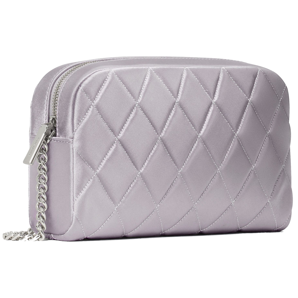Kate Spade Carey Quilted Satin Mini Camera Bag Gravel Grey Light Grey # KN187