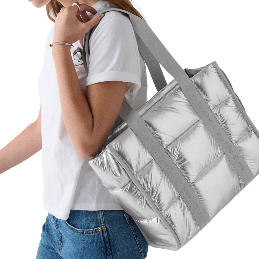 Kate Spade Kip Puffy Large Tote Silver # KO055