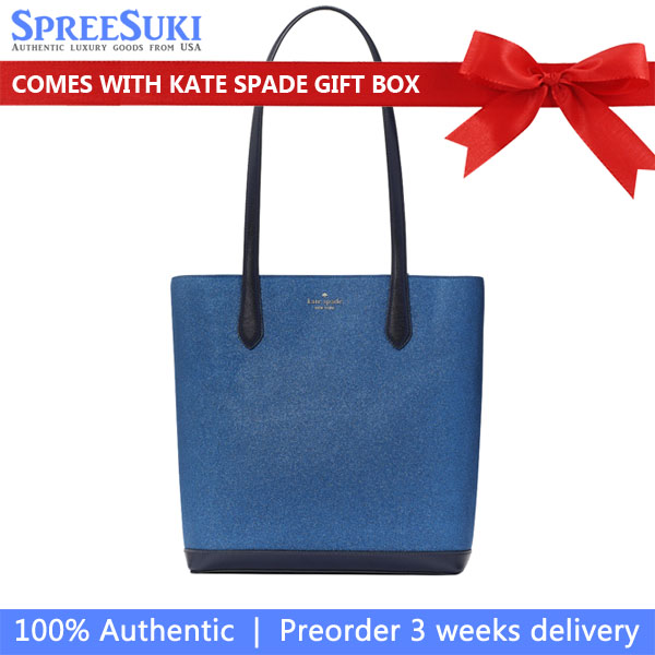 Kate Spade Glitter Tinsel Tote Parisian Navy # K9338