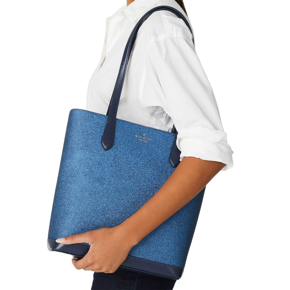 Kate Spade Glitter Tinsel Tote Parisian Navy # K9338