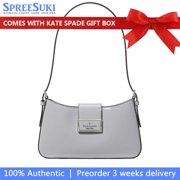 Kate Spade Reegan Patent Small Shoulder Bag Pavement Grey # KF530