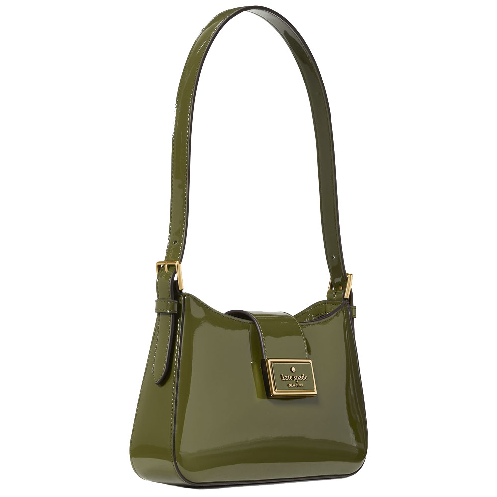 Kate Spade Reegan Patent Small Shoulder Bag Enchanted Green Army Green # KF530