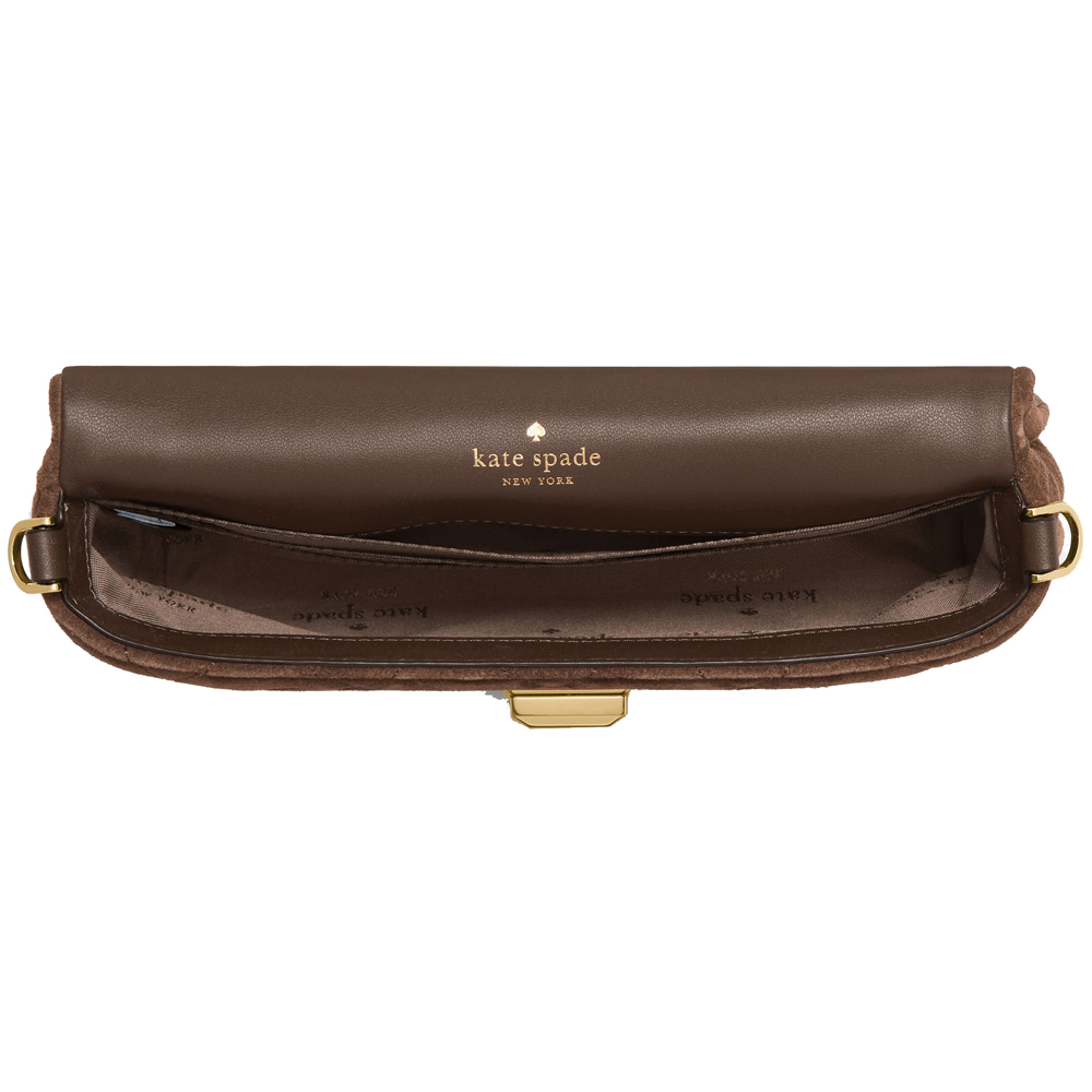 Kate Spade Carey Quilted Suede Mini Crossbody Hot Fudge Chocolate # KM566