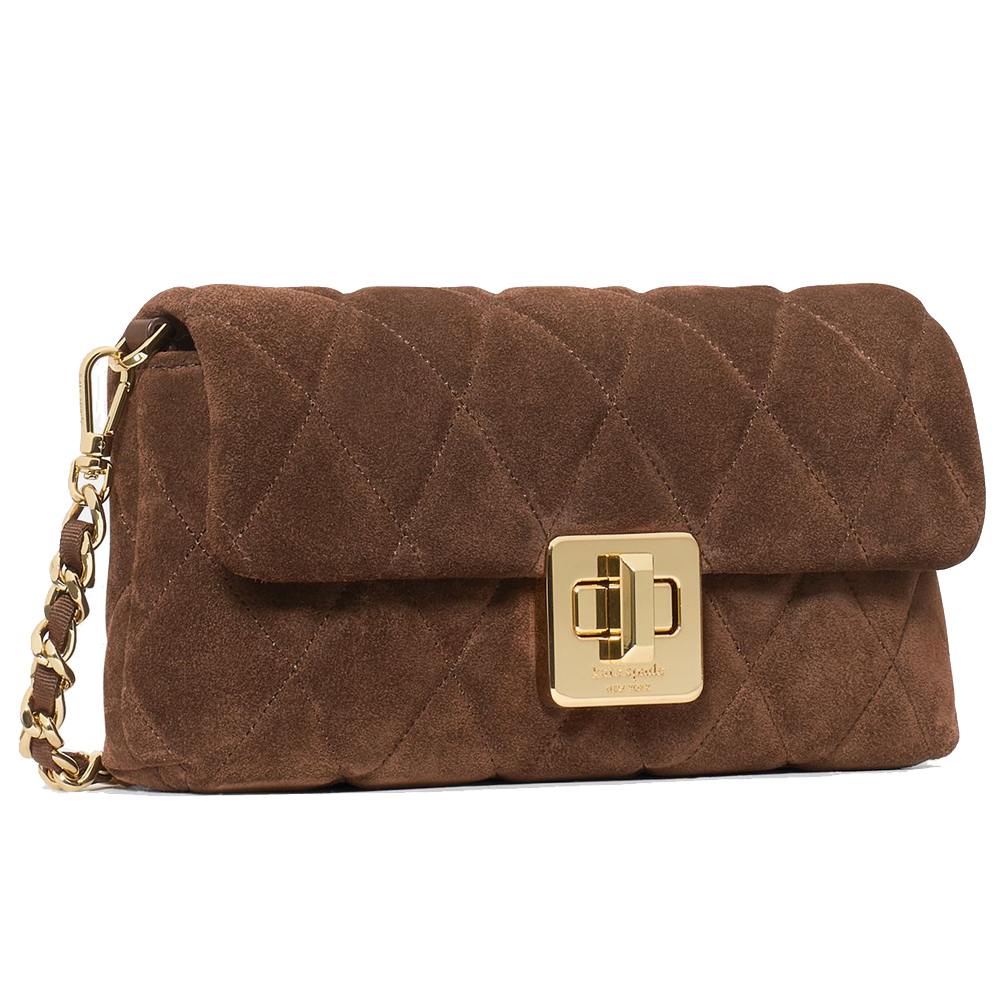 Kate Spade Carey Quilted Suede Mini Crossbody Hot Fudge Chocolate # KM566