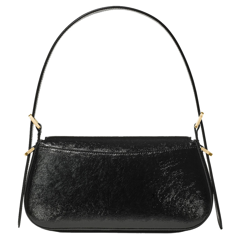 Kate Spade Bridget Crinkle Patent Small Flap Shoulder Black # KM677