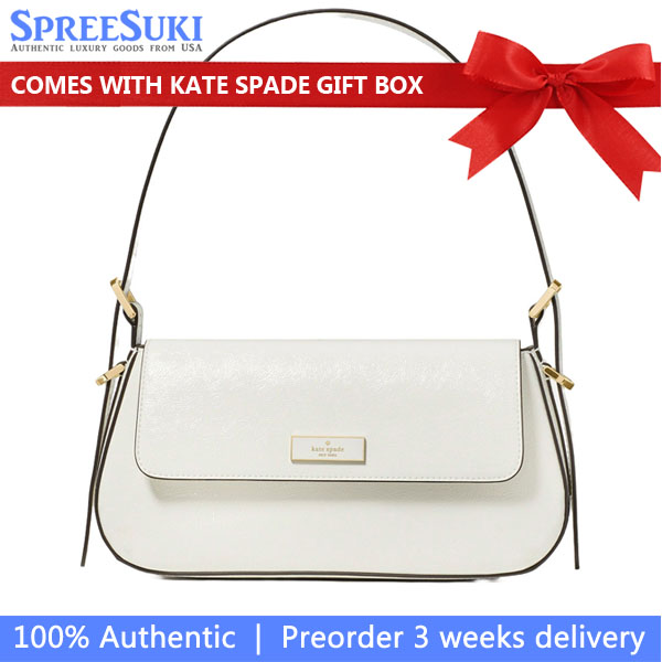 Kate Spade Bridget Crinkle Patent Small Flap Shoulder Meringue White # KM677