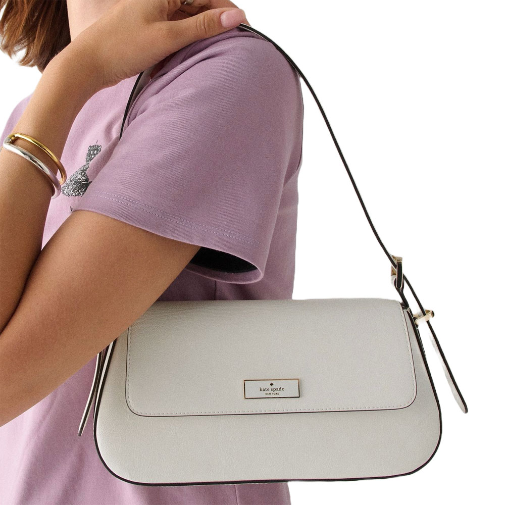 Kate Spade Bridget Crinkle Patent Small Flap Shoulder Meringue White # KM677