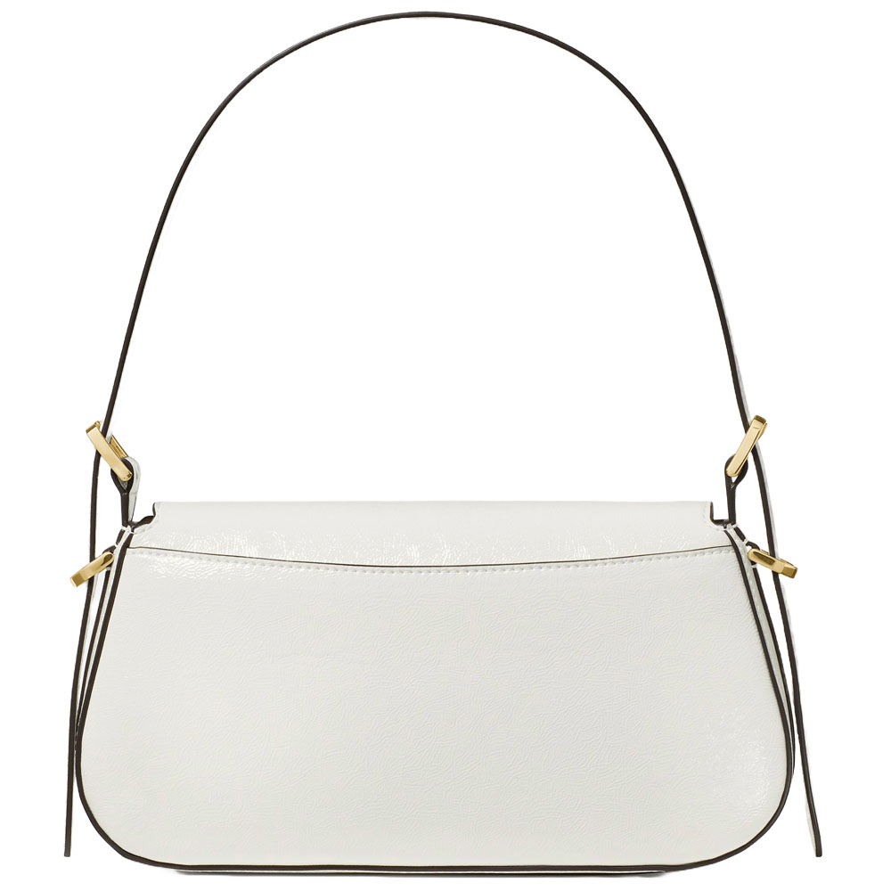 Kate Spade Bridget Crinkle Patent Small Flap Shoulder Meringue White # KM677