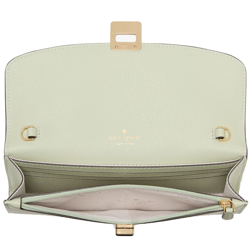 Kate Spade Phoebe Turnlock Wallet-On-Chain Sage Bundle Light green # KK248