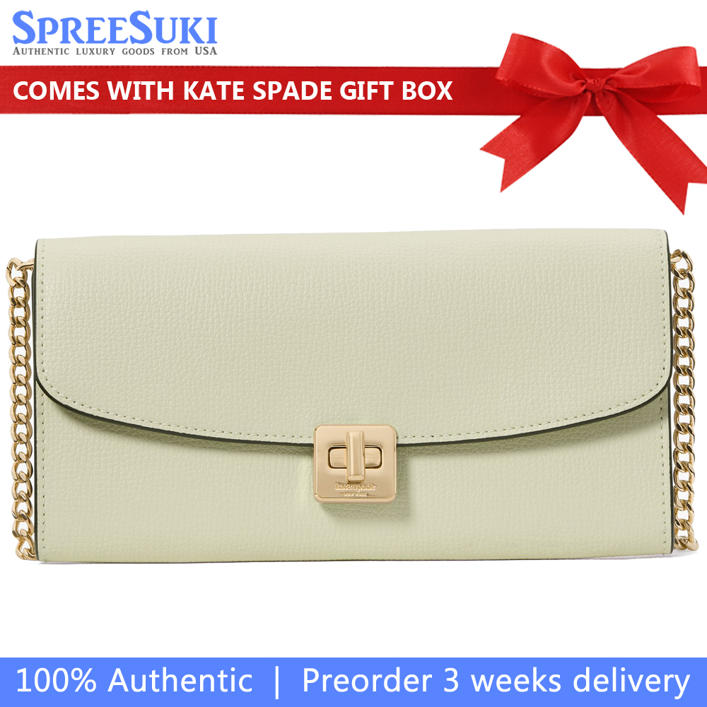 Kate Spade Phoebe Turnlock Wallet-On-Chain Sage Bundle Light green # KK248