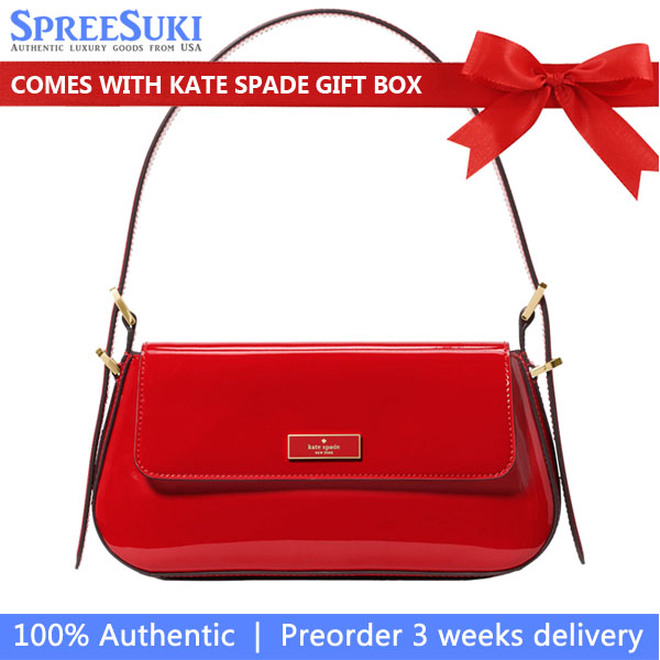 Kate Spade Bridget Patent Fabric Small Flap Shoulder Ks Bright Red # KN198
