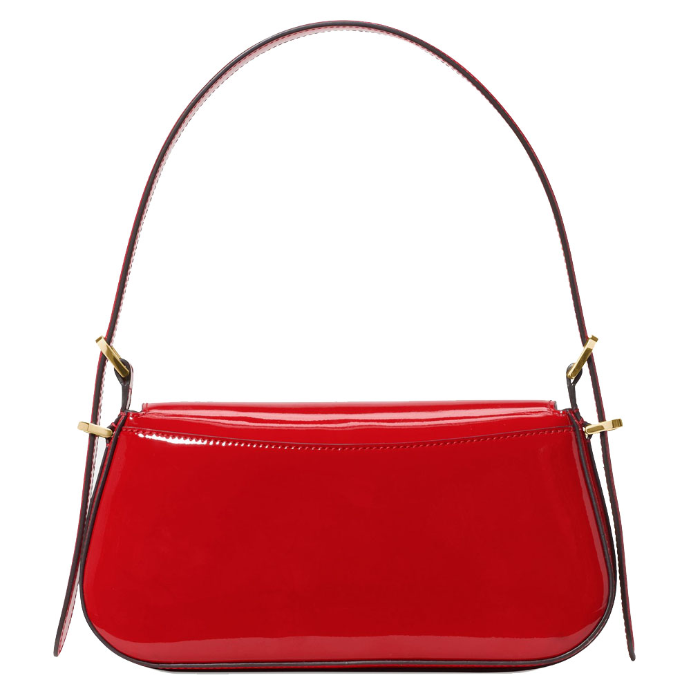 Kate Spade Bridget Patent Fabric Small Flap Shoulder Ks Bright Red # KN198