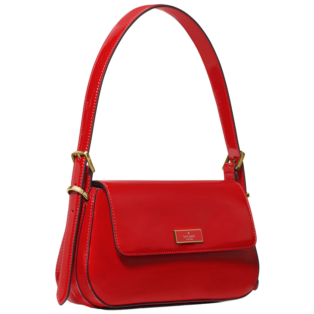 Kate Spade Bridget Patent Fabric Small Flap Shoulder Ks Bright Red # KN198