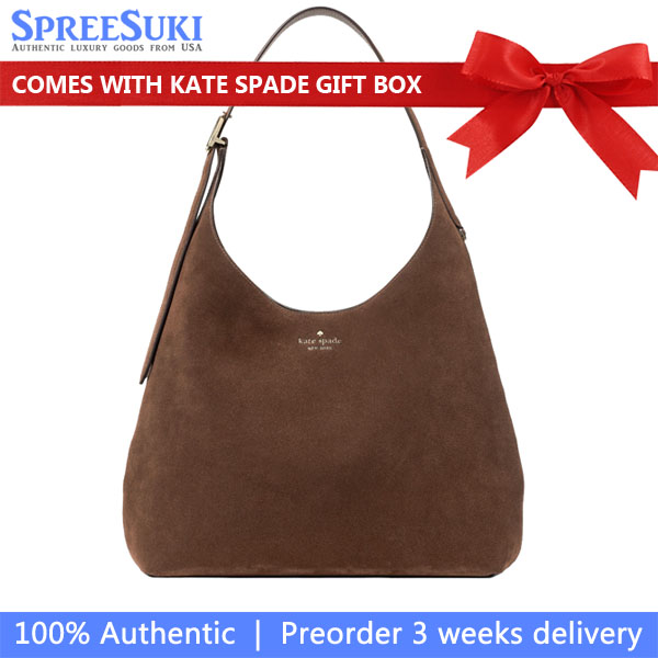 Kate Spade 454 Suede Large Shoulder Bag Hot Fudge Chocolate # KM151