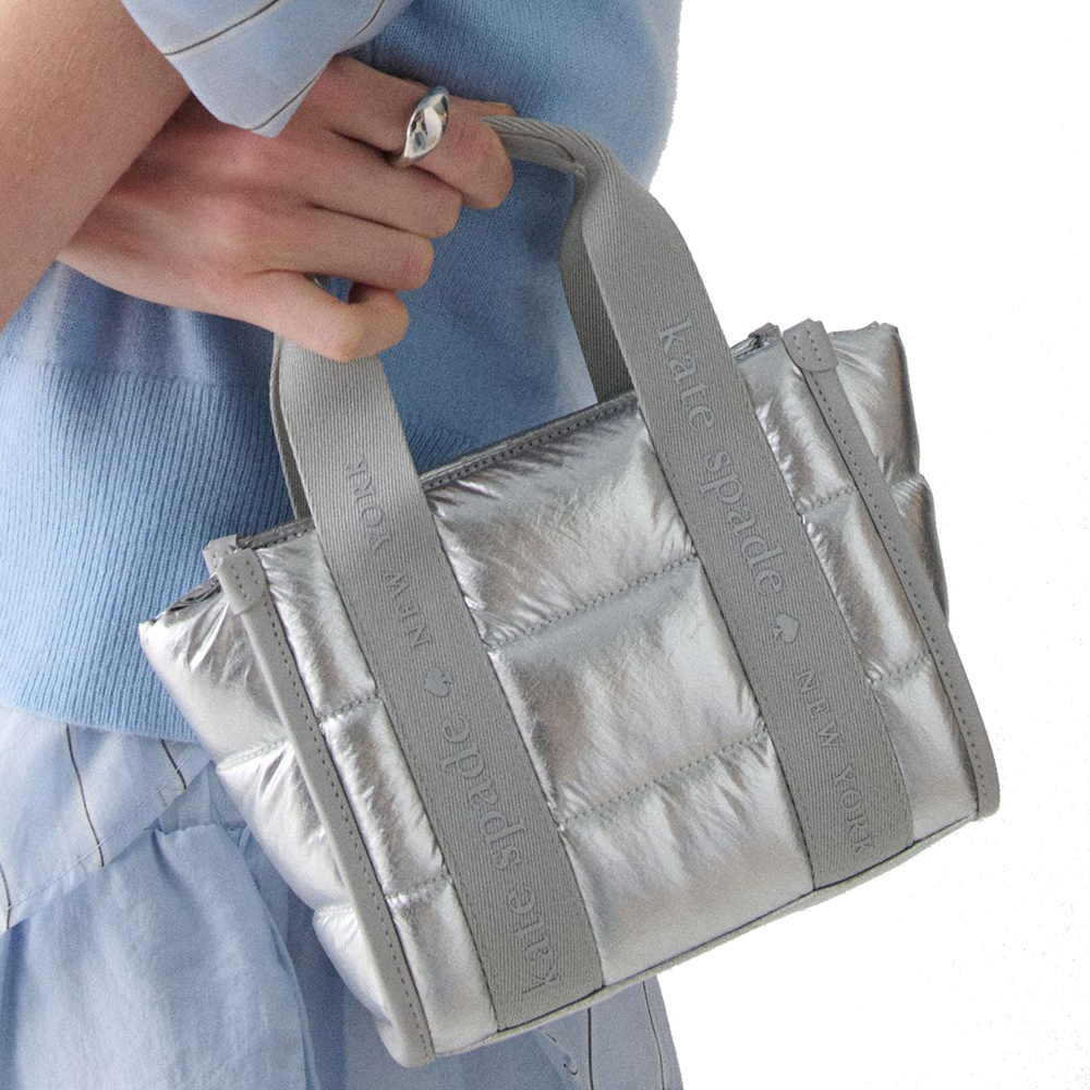 Kate Spade Kip Puffy Mini Tote Silver # KO054