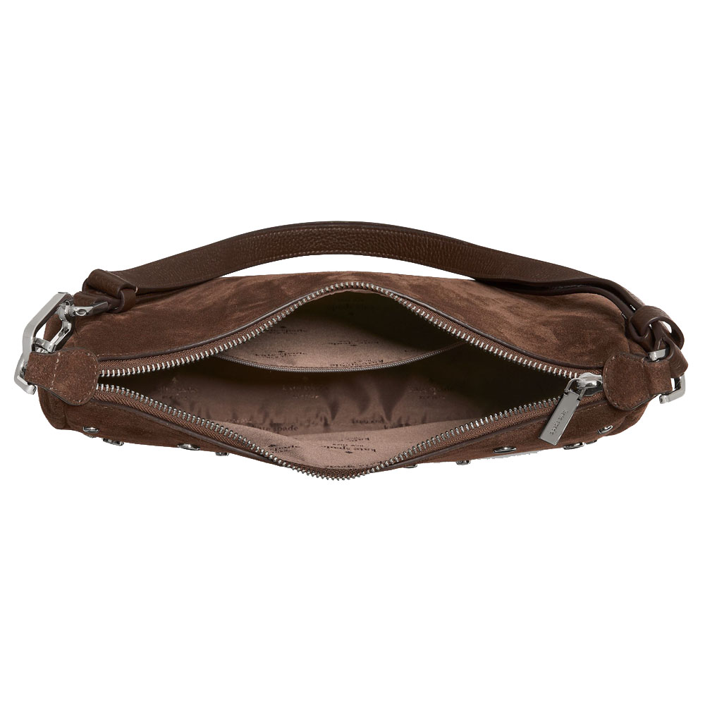 Kate Spade Kayla Suede Studs Large Shoulder Bag Hot Fudge Chocolate # KM671