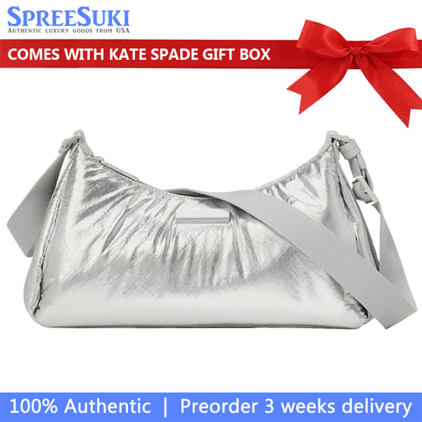 Kate Spade Carter Metallic Fabric Small Shoulder Bag Silver # KM706