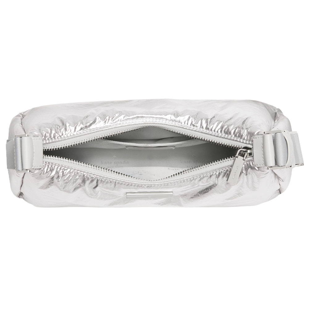 Kate Spade Carter Metallic Fabric Small Shoulder Bag Silver # KM706