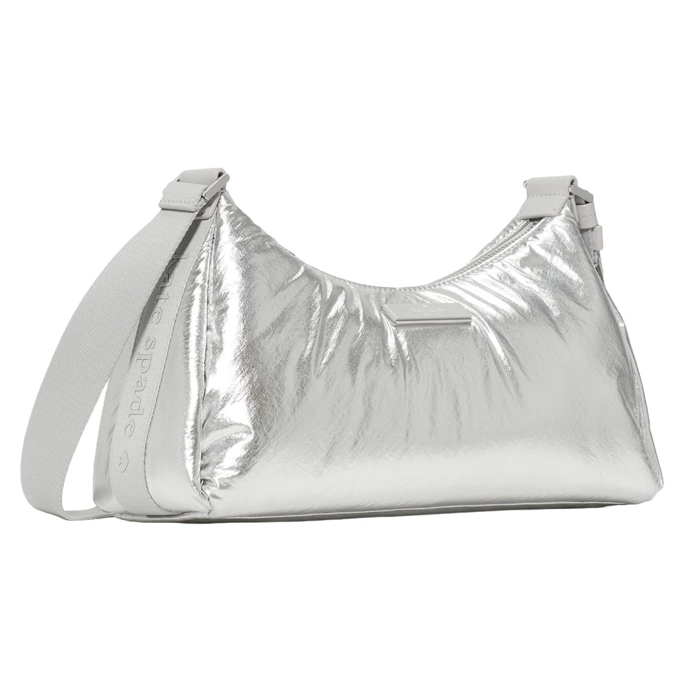 Kate Spade Carter Metallic Fabric Small Shoulder Bag Silver # KM706