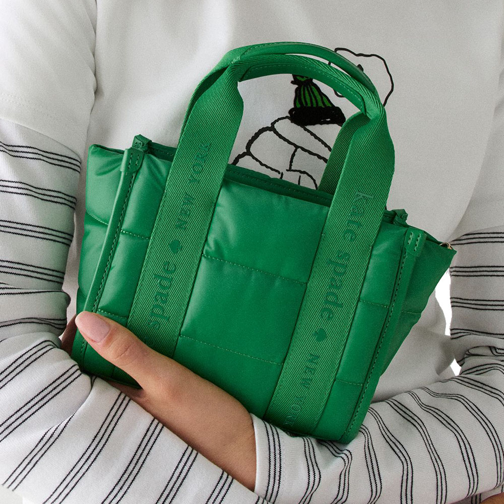 Kate Spade Kip Puffy Mini Tote Green Bean Dark Green # KM668