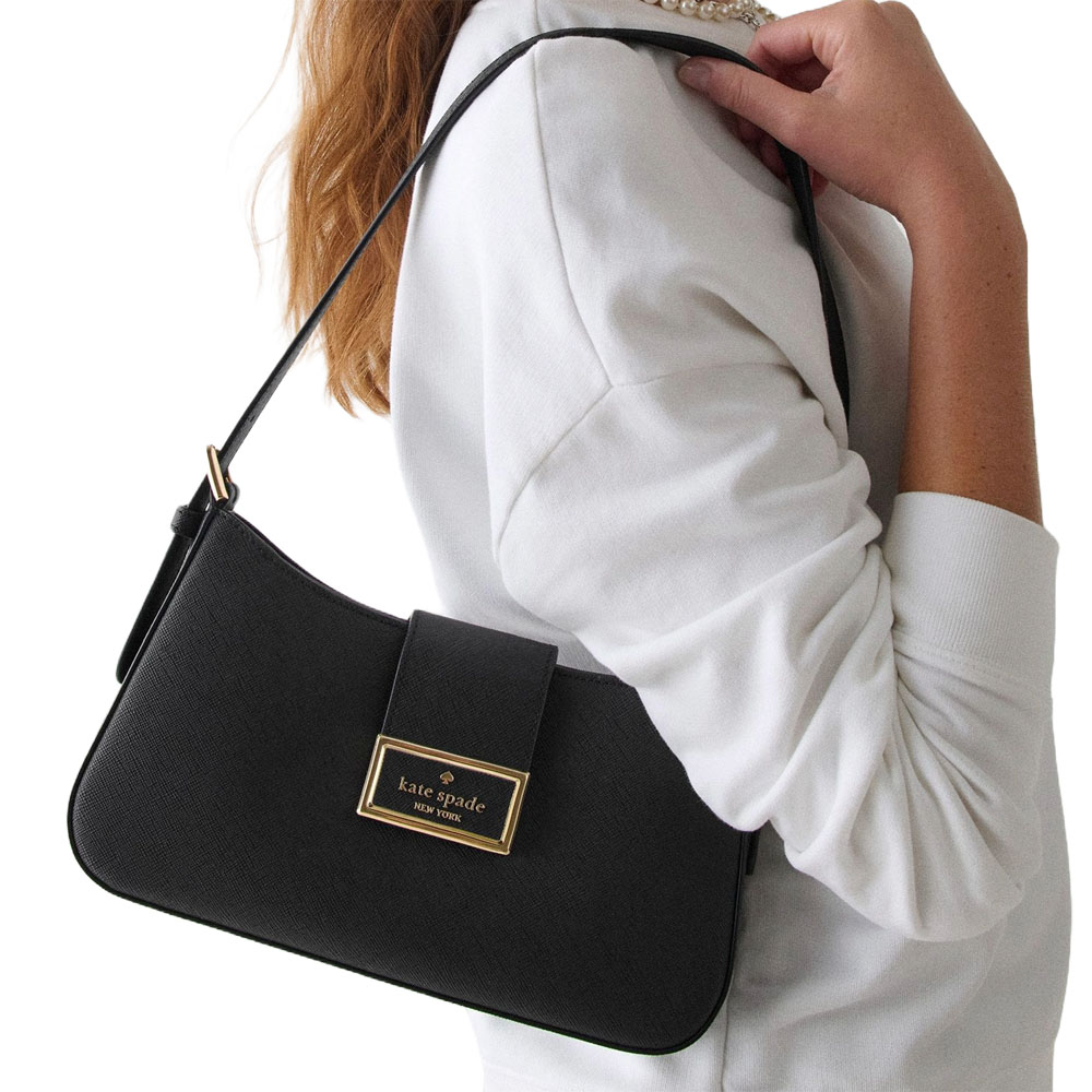 Kate Spade Reegan Saffiano Pvc Small Shoulder Bag Black # KM642