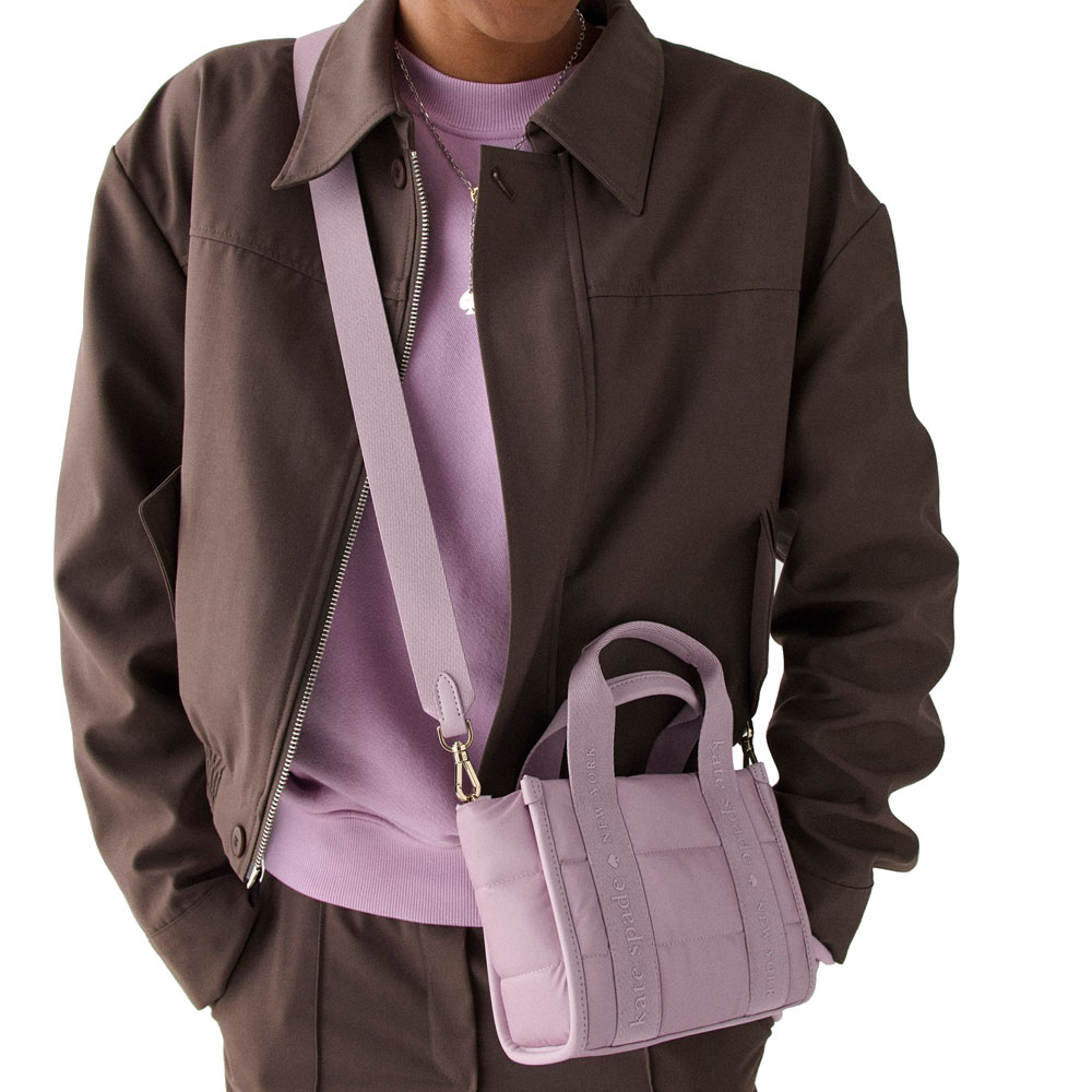 Kate Spade Kip Puffy Mini Tote Lavender Smoke Light Purple # KM668