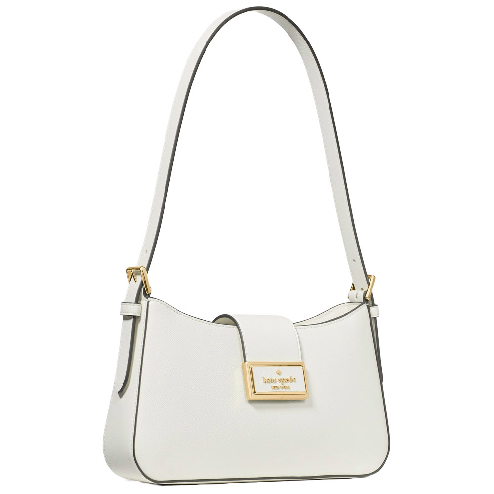 Kate Spade Reegan Saffiano Pvc Small Shoulder Bag Meringue White # KM642
