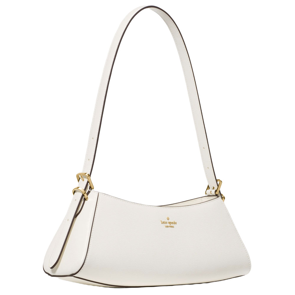 Kate Spade Frankie Textured Patent Leather Small East West Shoulder Meringue White # KM681