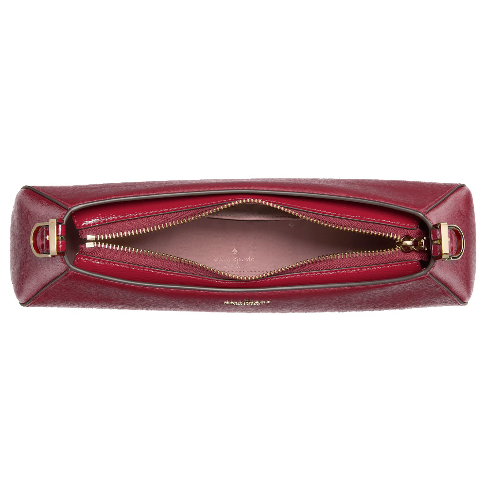 Kate Spade Frankie Textured Patent Leather Small East West Shoulder Red Jam # KM681
