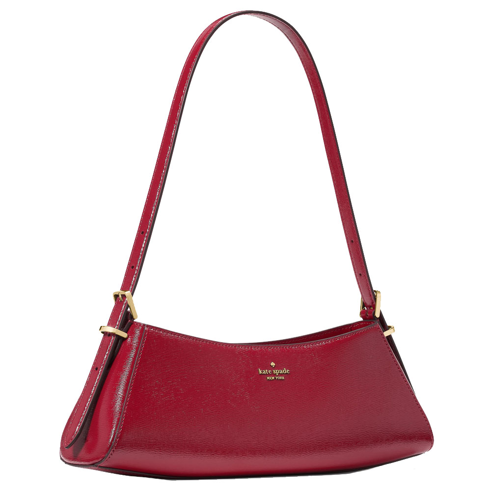 Kate Spade Frankie Textured Patent Leather Small East West Shoulder Red Jam # KM681