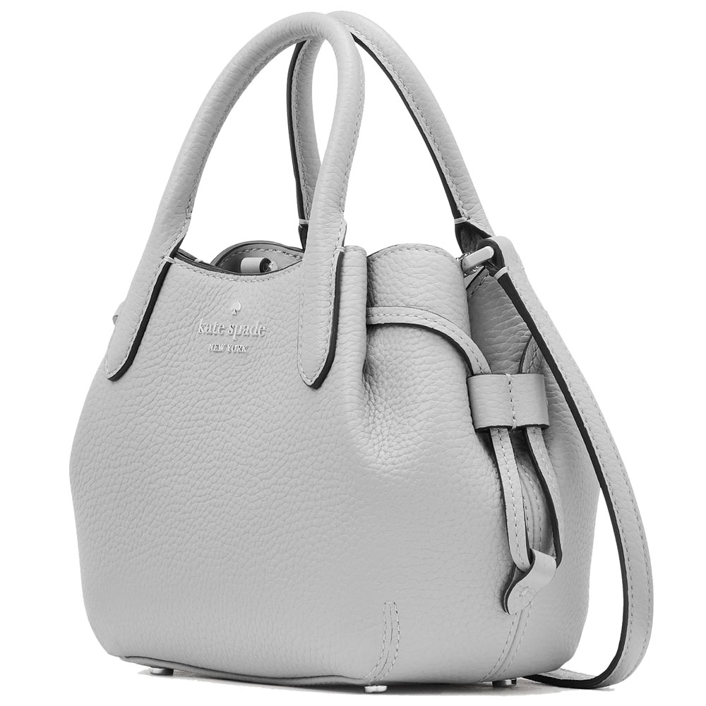 Kate Spade Crossbody Bag Sling Dumpling Pebbled Leather Mini Satchel Mountain Grey Light Grey # KI859
