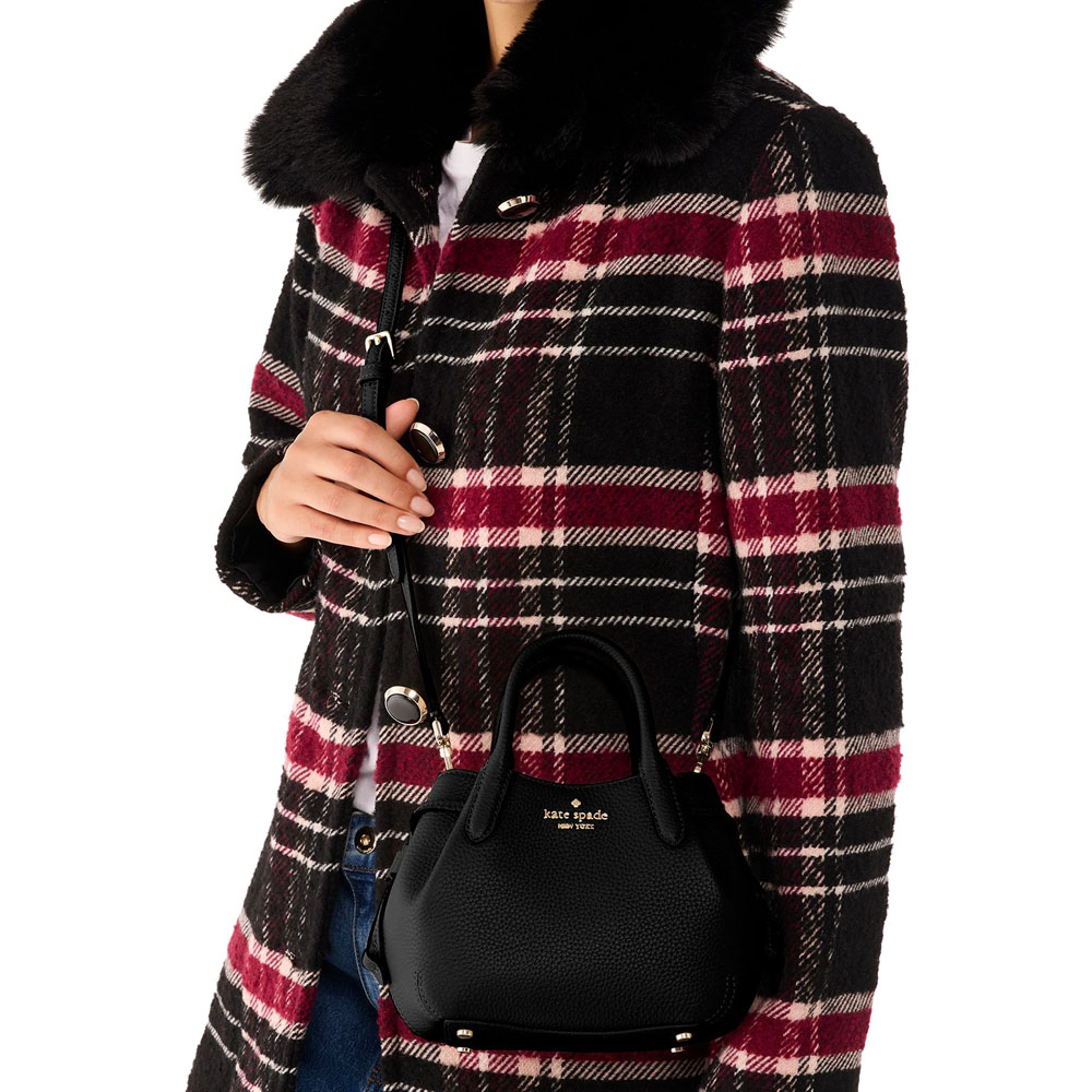 Kate Spade Crossbody Bag Sling Dumpling Pebbled Leather Mini Satchel Black # KI859