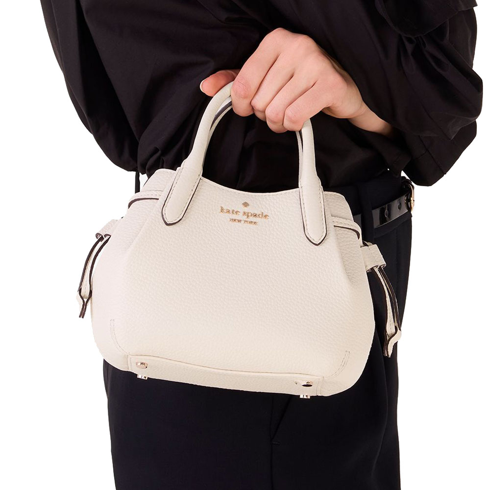 Kate Spade Crossbody Bag Sling Dumpling Pebbled Leather Mini Satchel Parchment Off White # KI859