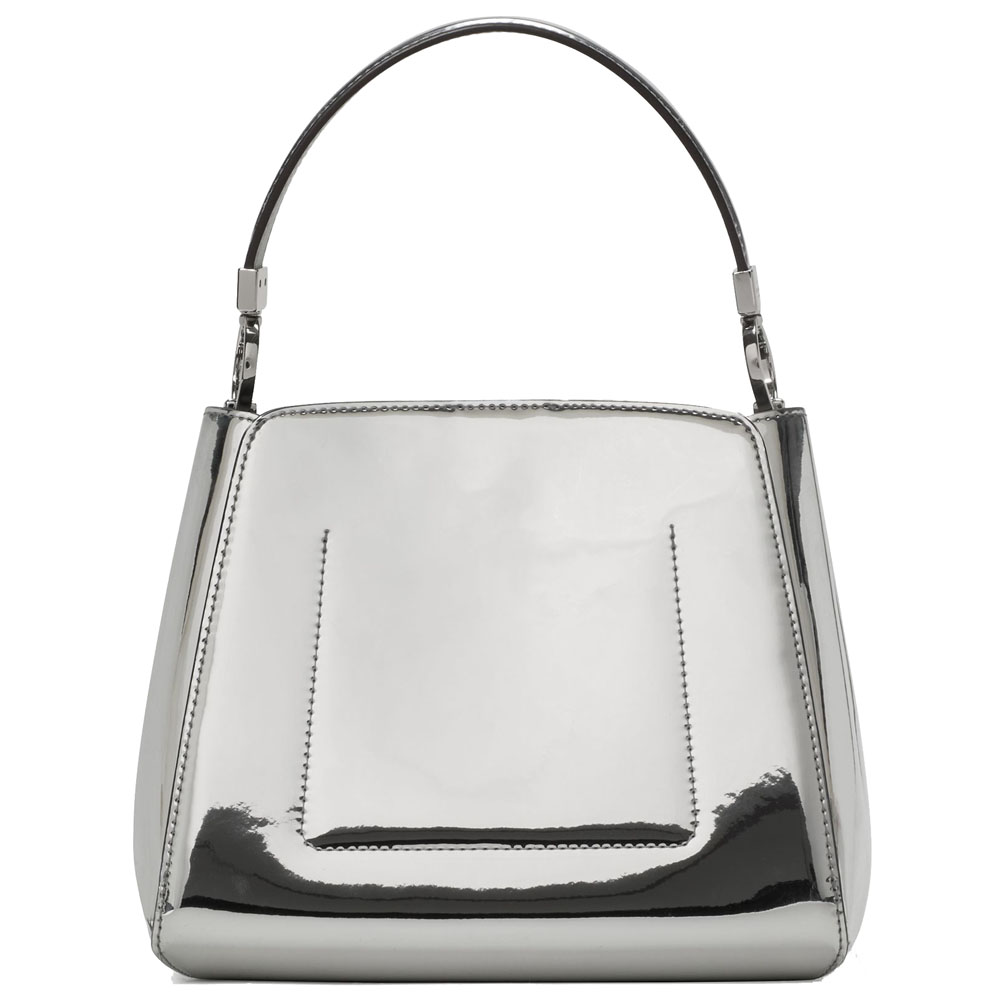 Kate Spade Phoebe Mirror Metallic Small Top Handle Bag Silver # KN243