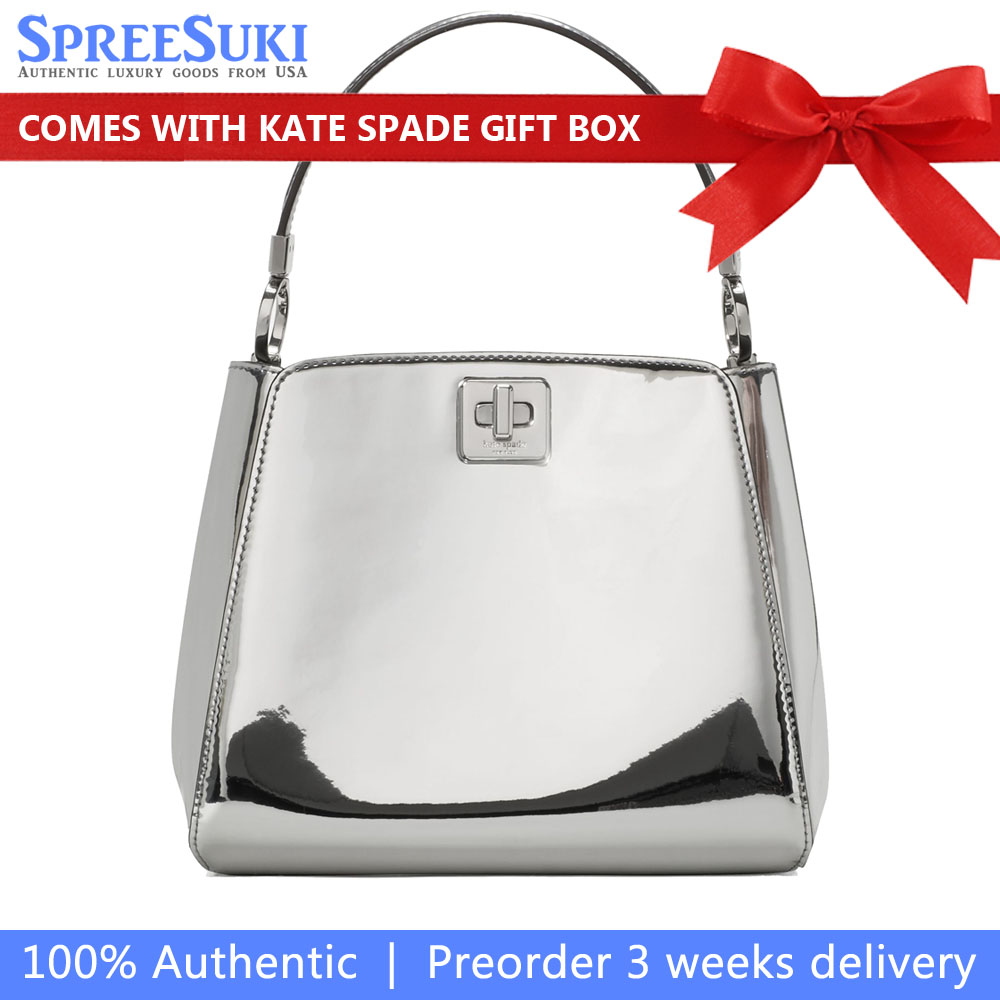Kate Spade Phoebe Mirror Metallic Small Top Handle Bag Silver # KN243