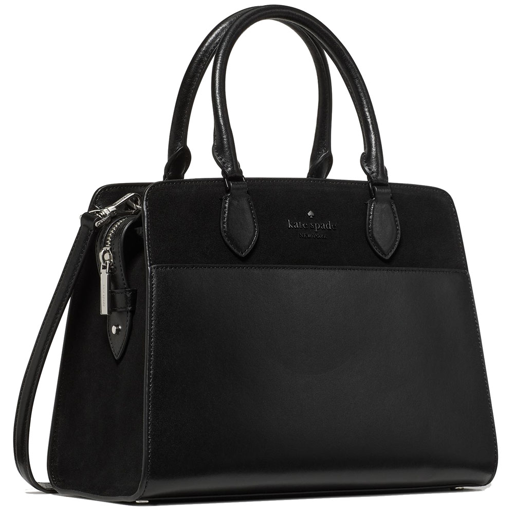 Kate Spade Madison Suede Medium Satchel Black Suede # KM660