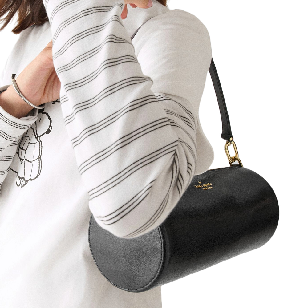 Kate Spade Roulette Glazed Leather Medium Shoulder Bag Black # KN202