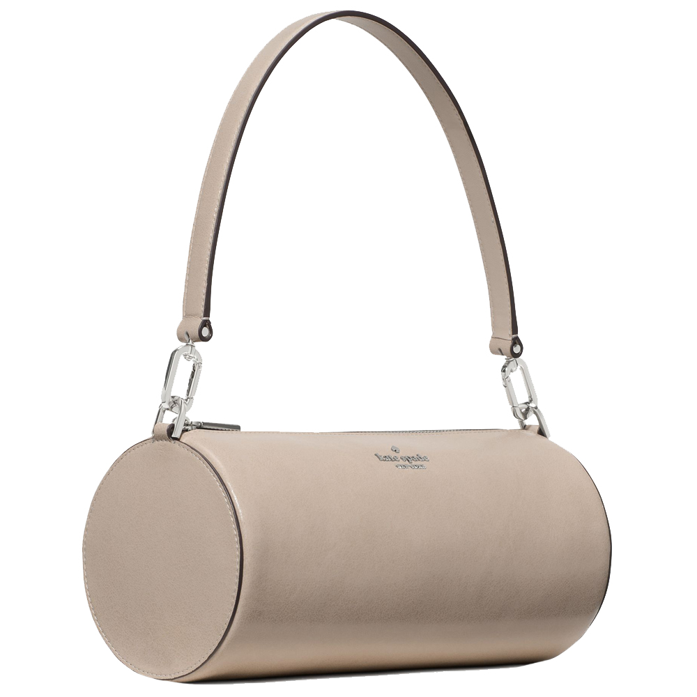 Kate Spade Roulette Glazed Leather Medium Shoulder Bag Quartz Pebble Grey # KN202