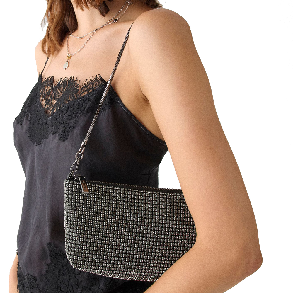 Kate Spade Andie Faux Crystal Mesh Small Shoulder Green Multi # KM650