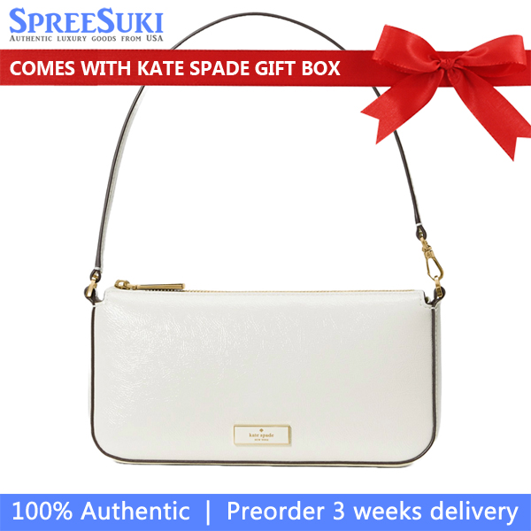 Kate Spade Bridget Crinkle Patent Convertible Wristlet Meringue Off White # KM554