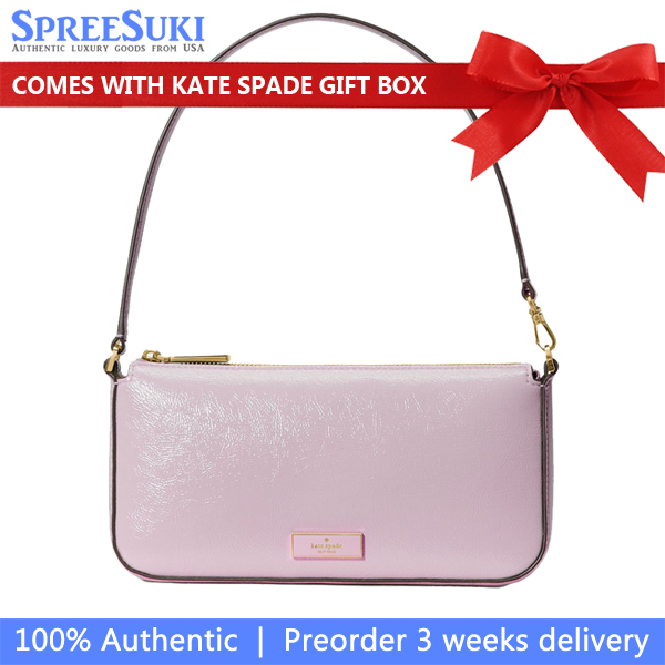 Kate Spade Bridget Crinkle Patent Convertible Wristlet Lilac Moonlight Light Purple # KM554