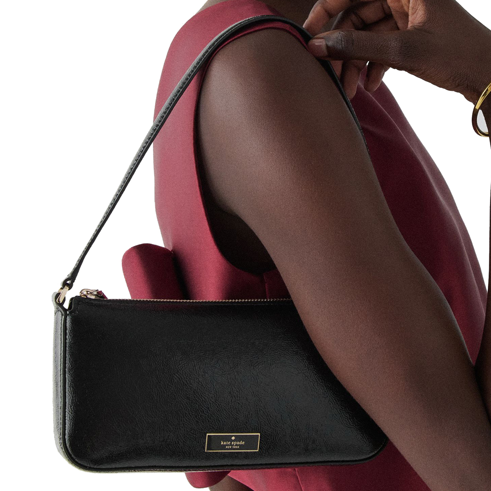 Kate Spade Bridget Crinkle Patent Convertible Wristlet Black # KM554