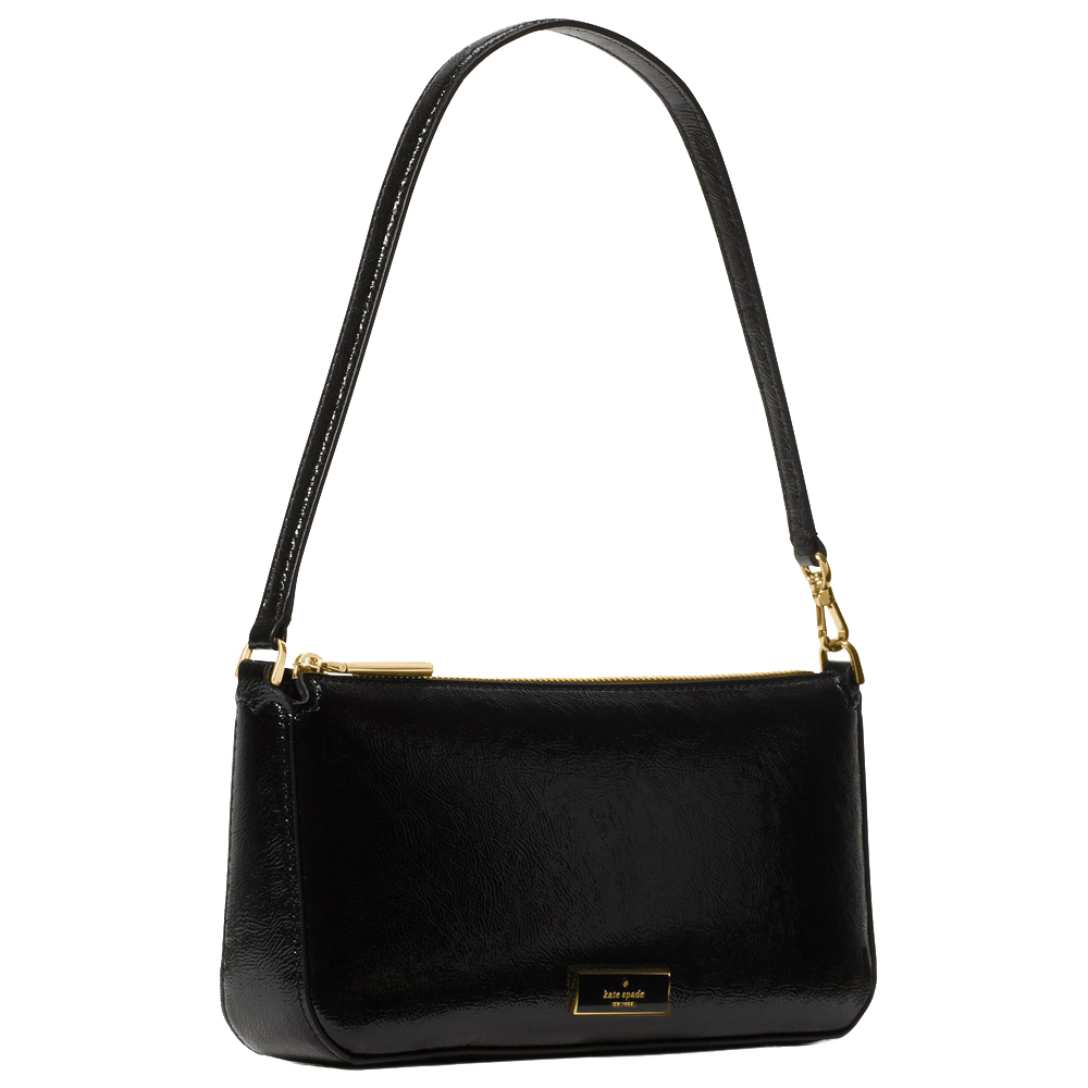 Kate Spade Bridget Crinkle Patent Convertible Wristlet Black # KM554