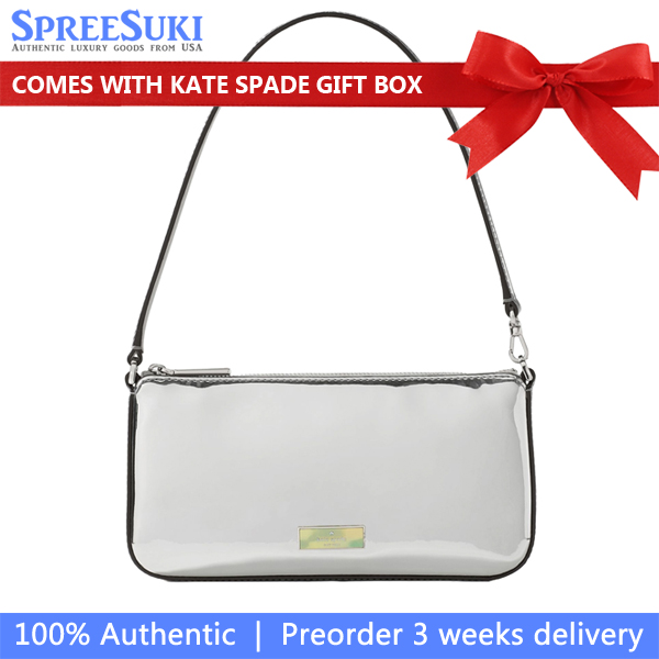 Kate Spade Bridget Mirror Metallic Convertible Wristlet Silver # KM560