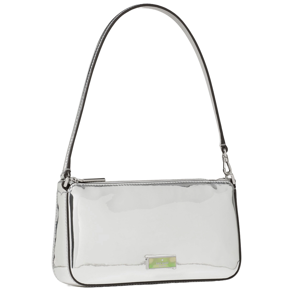 Kate Spade Bridget Mirror Metallic Convertible Wristlet Silver # KM560