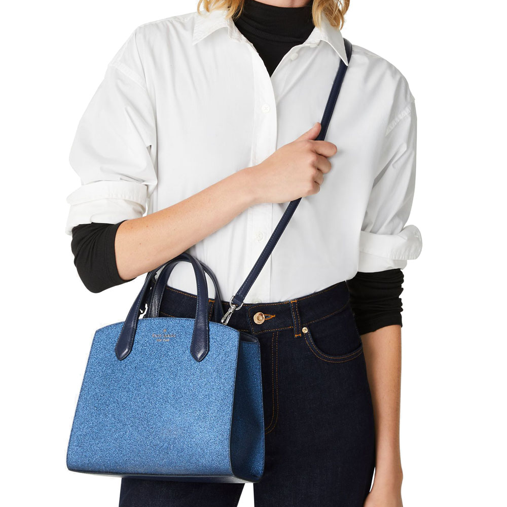 Kate Spade Glitter Tinsel Satchel Parisian Navy # K9337
