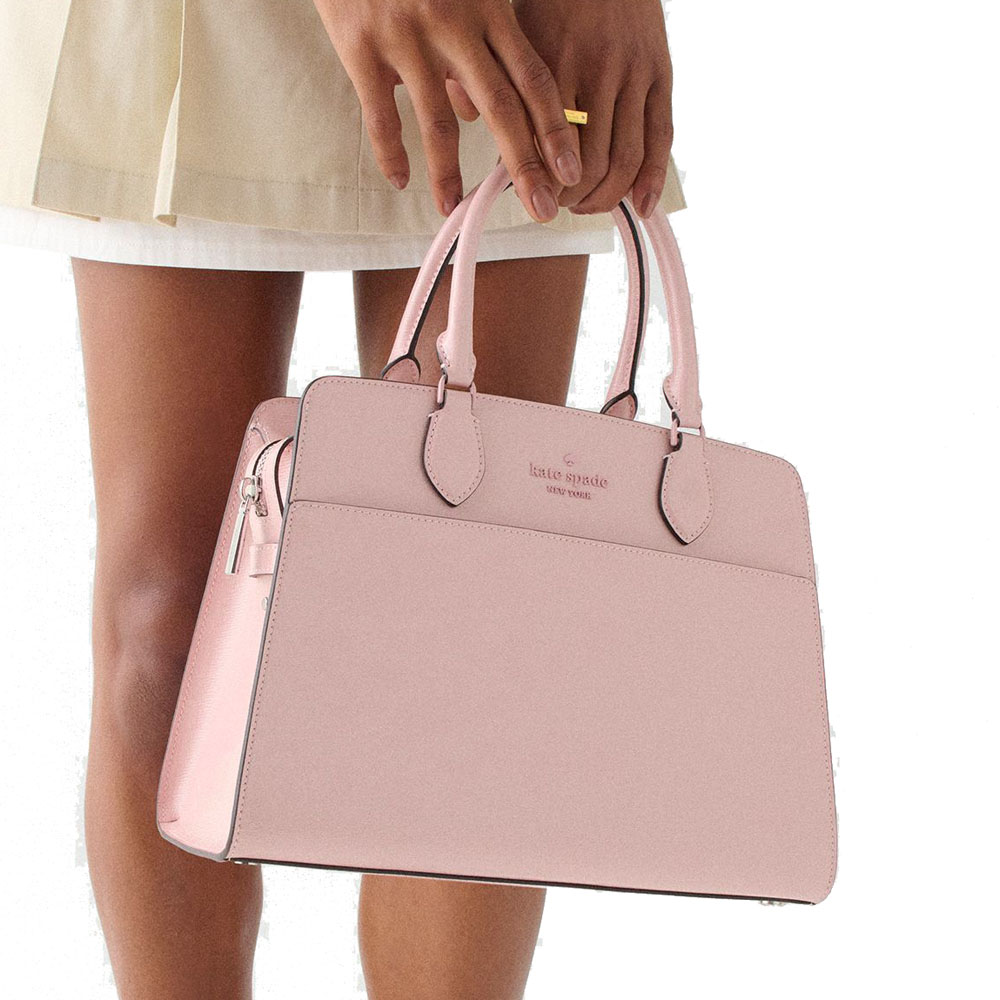 Kate Spade Madison Textured Patent Leather Medium Satchel Tutu Pink Light pink # KN241