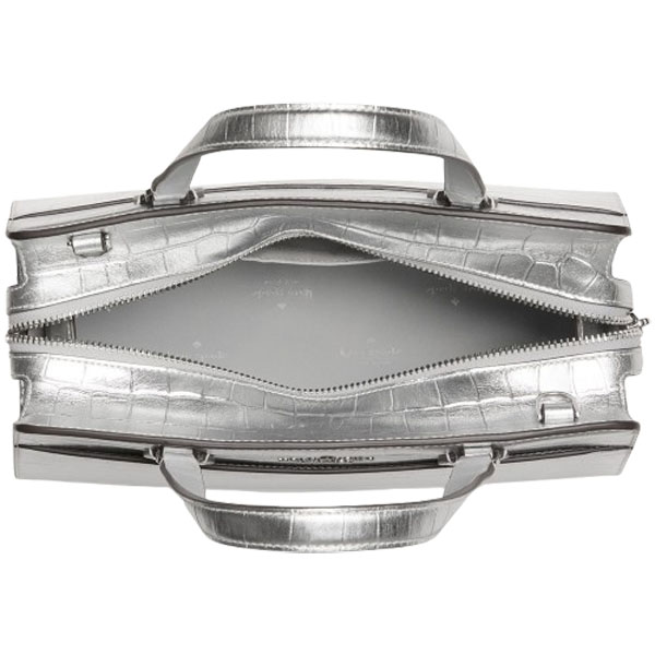 Kate Spade Madison Metallic Croc Embossed Medium Satchel Silver # KN237