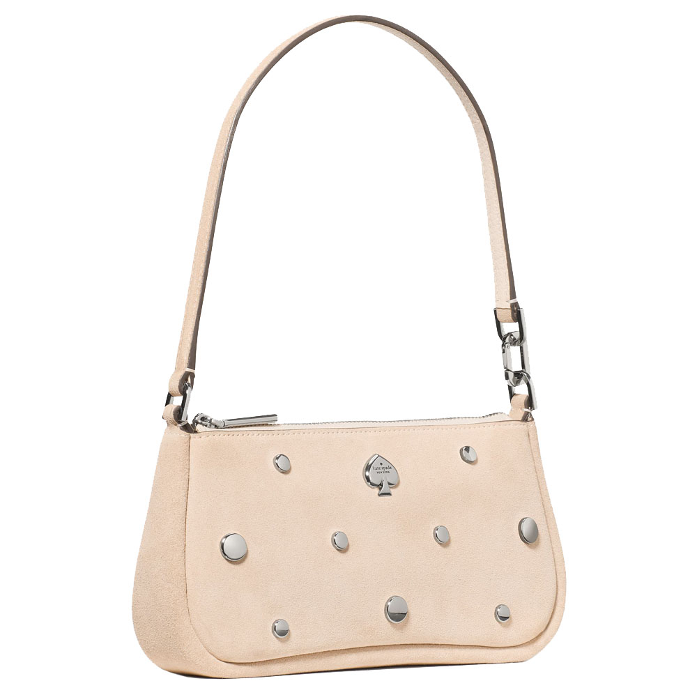 Kate Spade Kayla Suede Studs Convertible Wristlet Milk Glass Beige # KM595